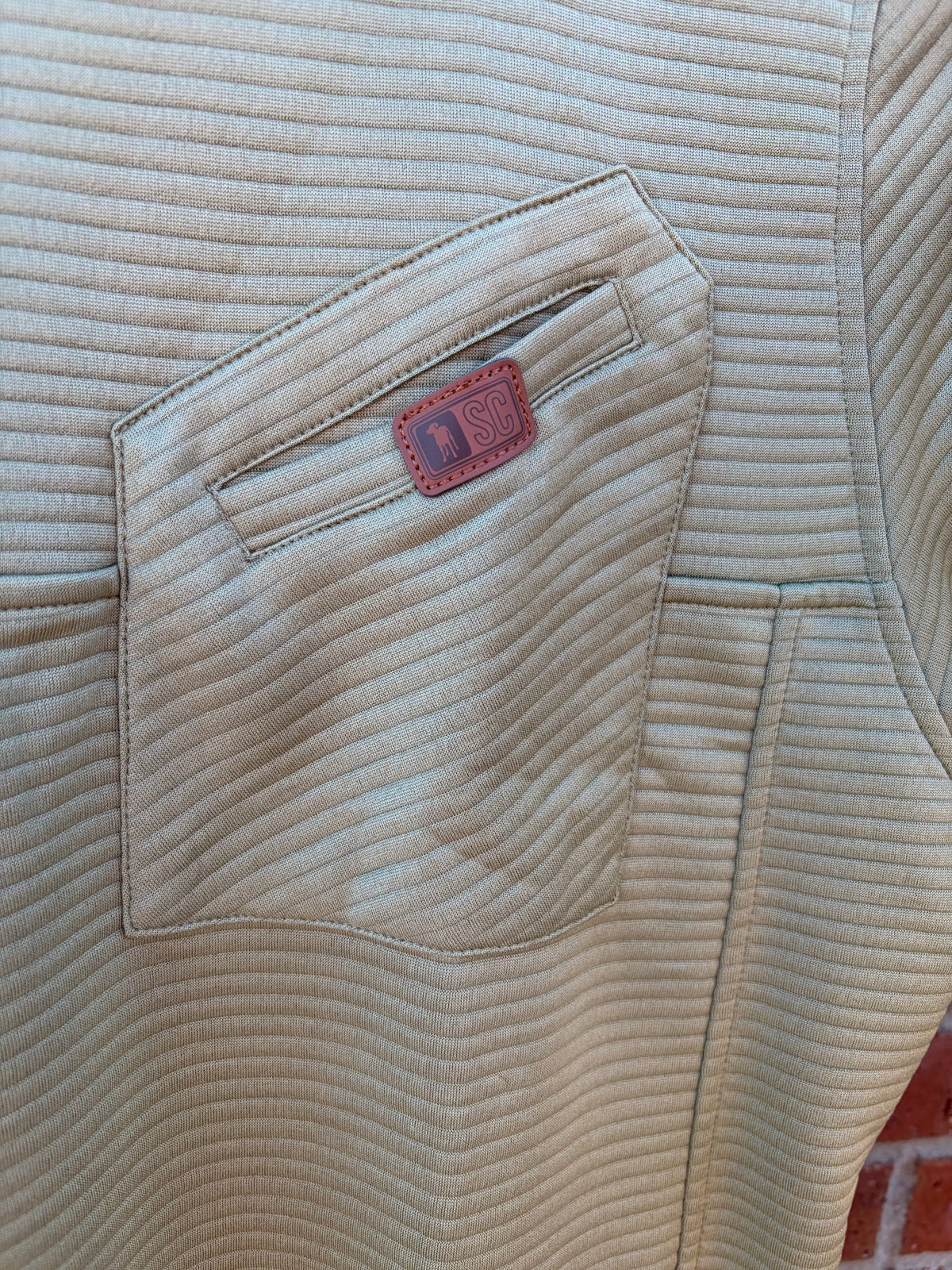 Bar Stitch Quarter Snap-Field Green