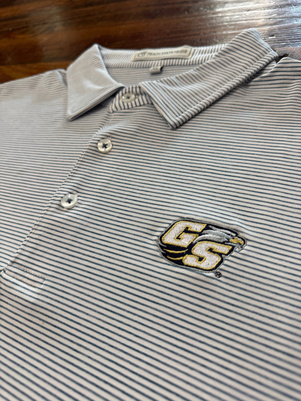 GSU Heathered Azalea Navy/White Perf Polo