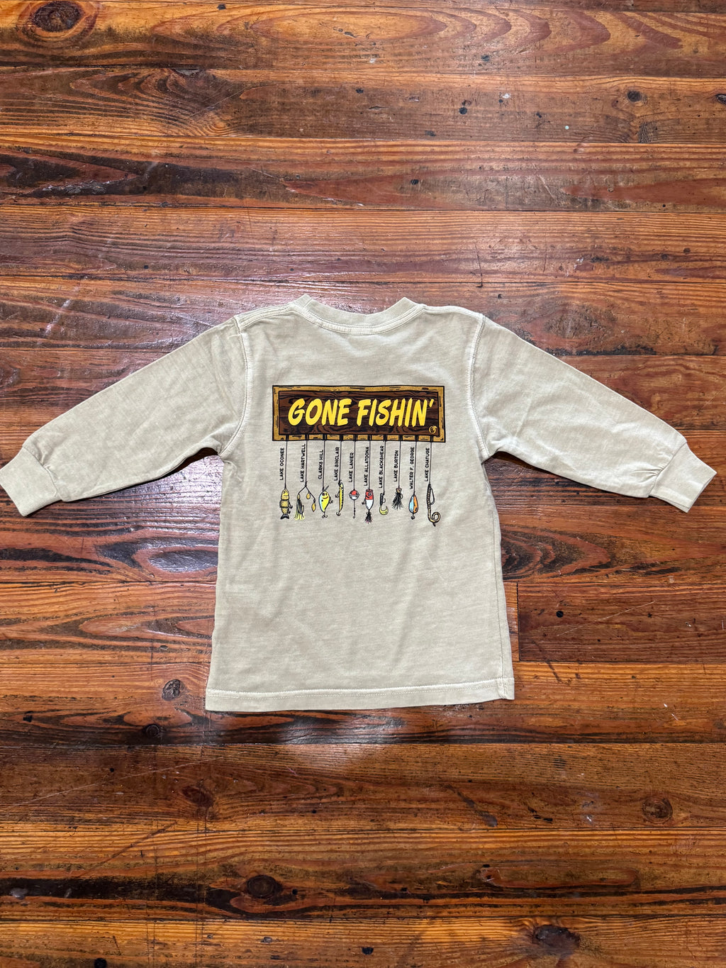 Youth Gone Fishin Long Sleeve Pocket Tee Olive