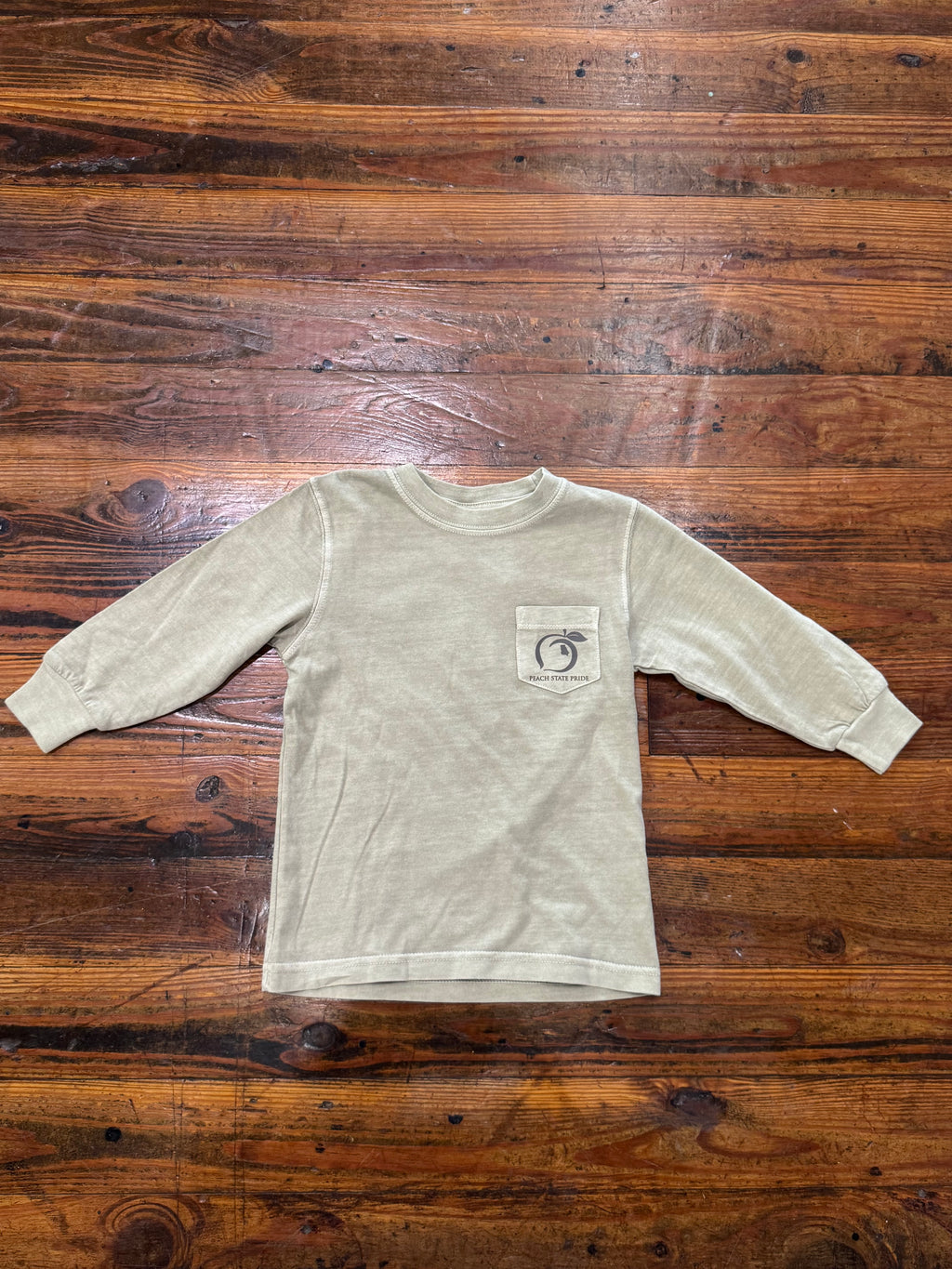 Youth Gone Fishin Long Sleeve Pocket Tee Olive
