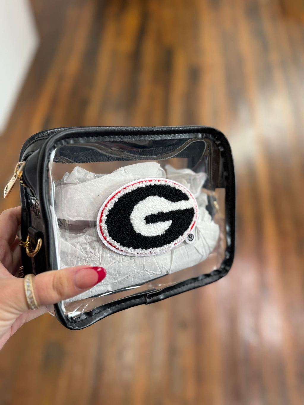 Varsity patch crossbody uga