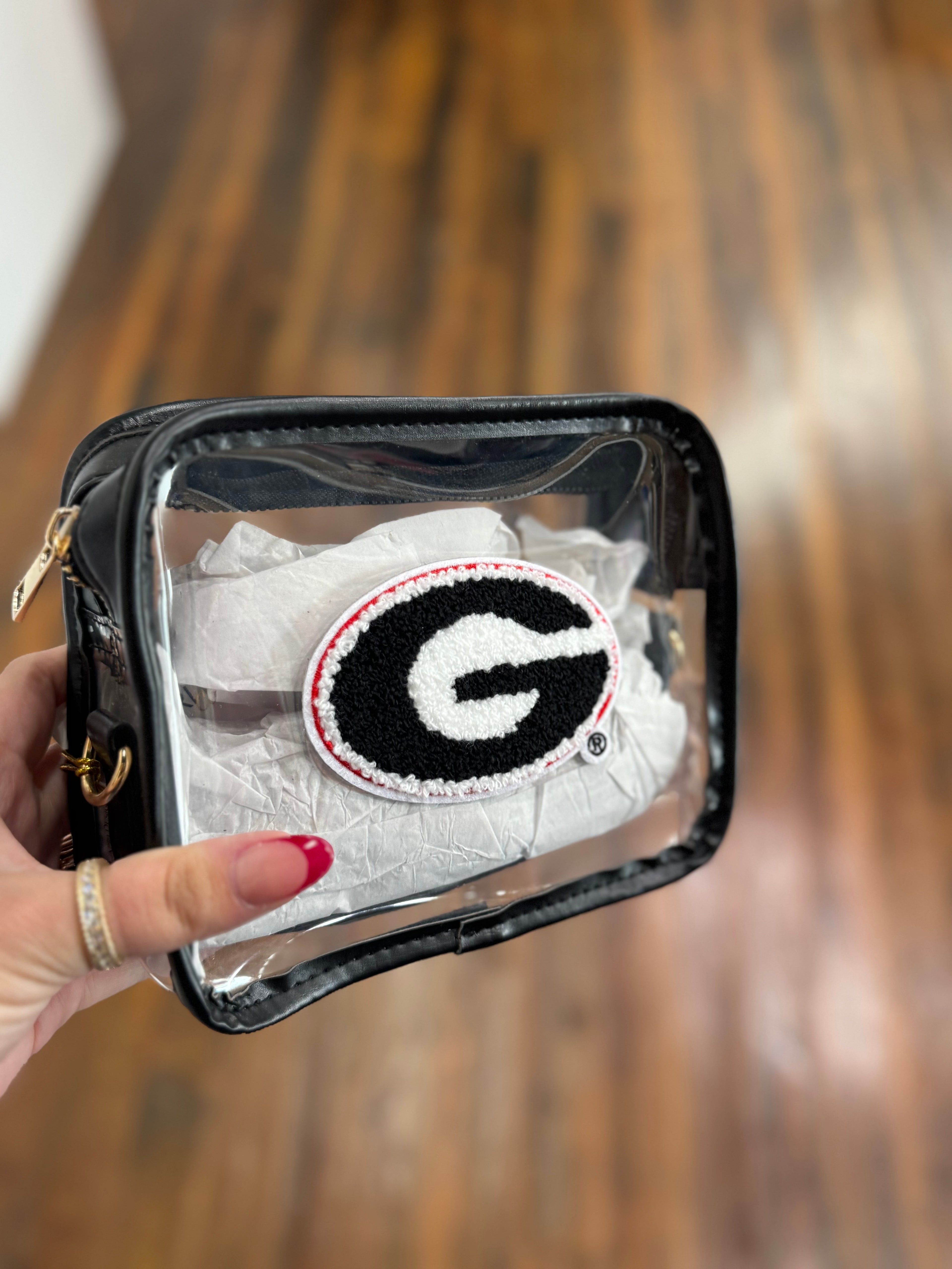 Varsity patch crossbody uga