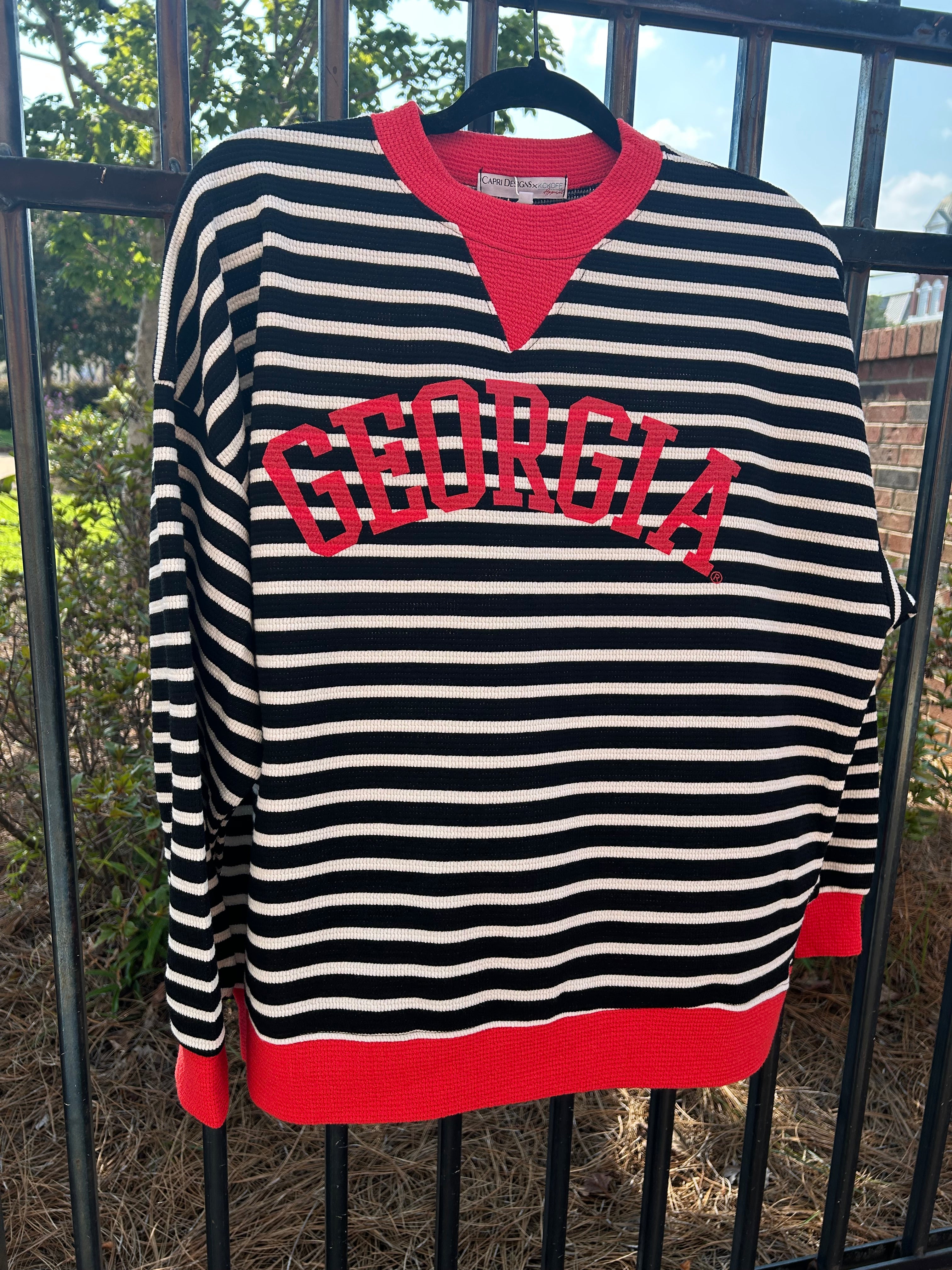 Yard Line Waffle Knit Crew In UGA
