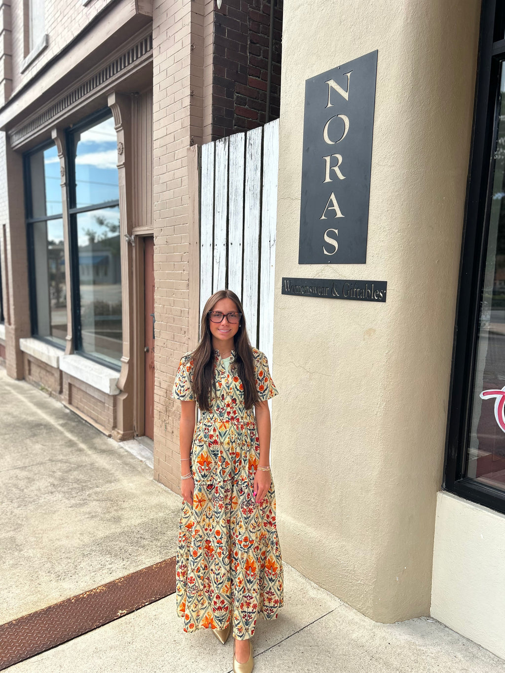 Orange Floral Cotton Dress
