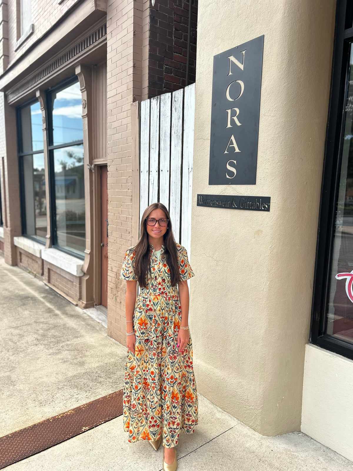 Orange Floral Cotton Dress
