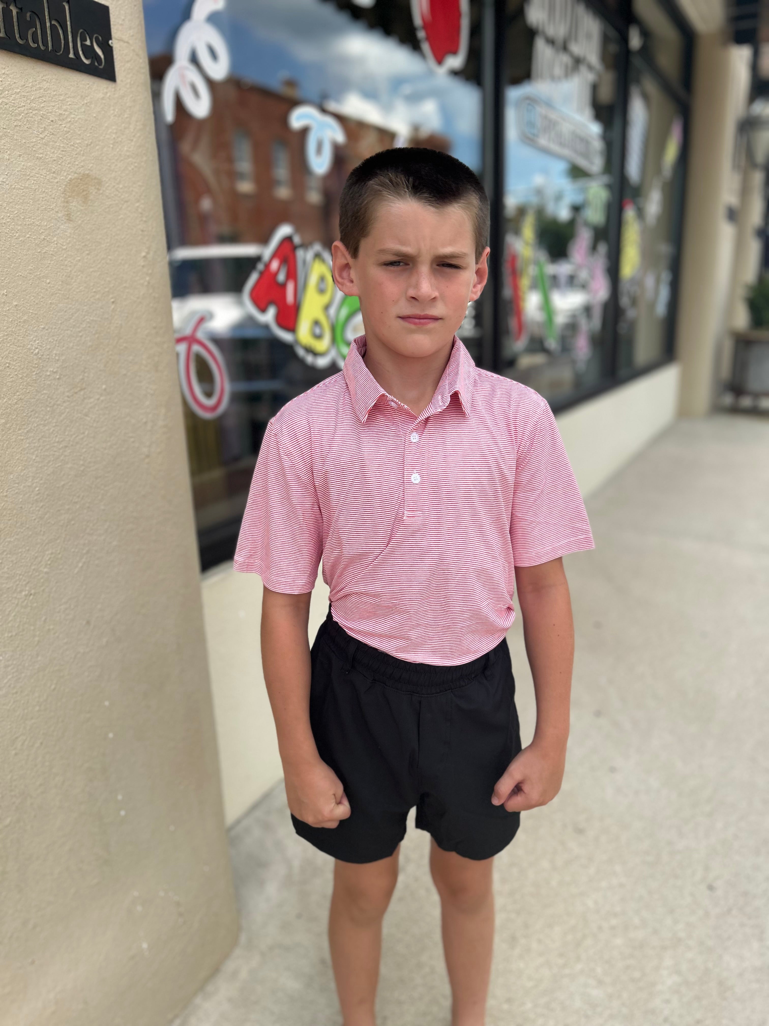Kids Polo Shirt - Micro red/white Stripes