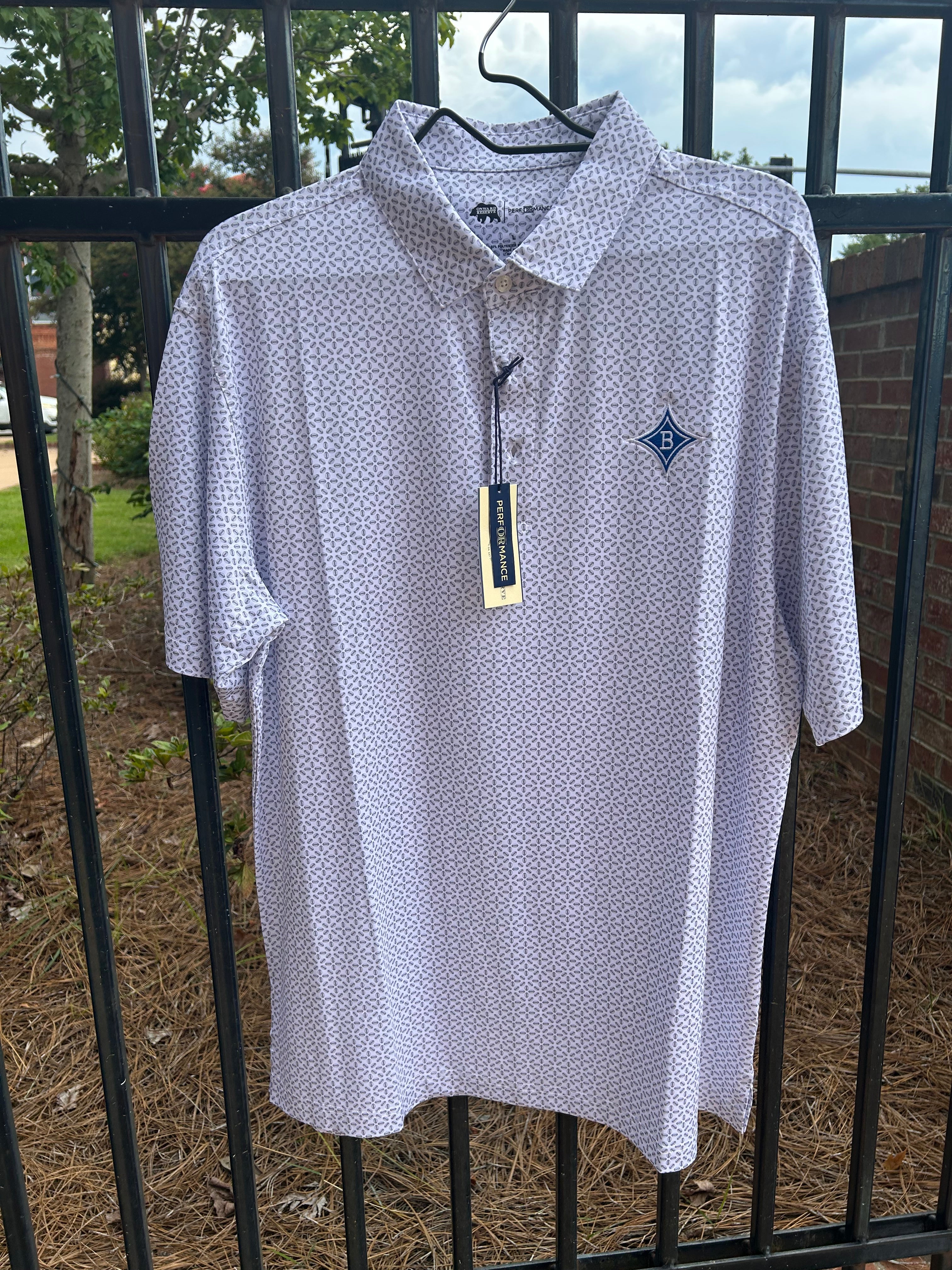 Brentwood Emb. Gameday Printed Performance Polo White