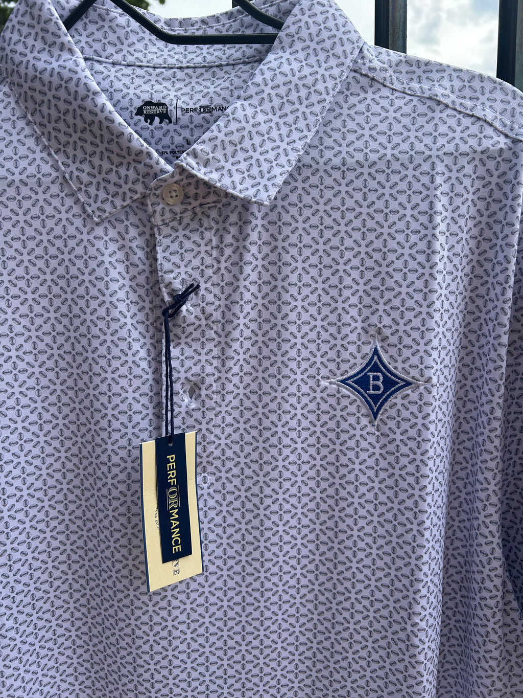 Brentwood Emb. Gameday Printed Performance Polo White