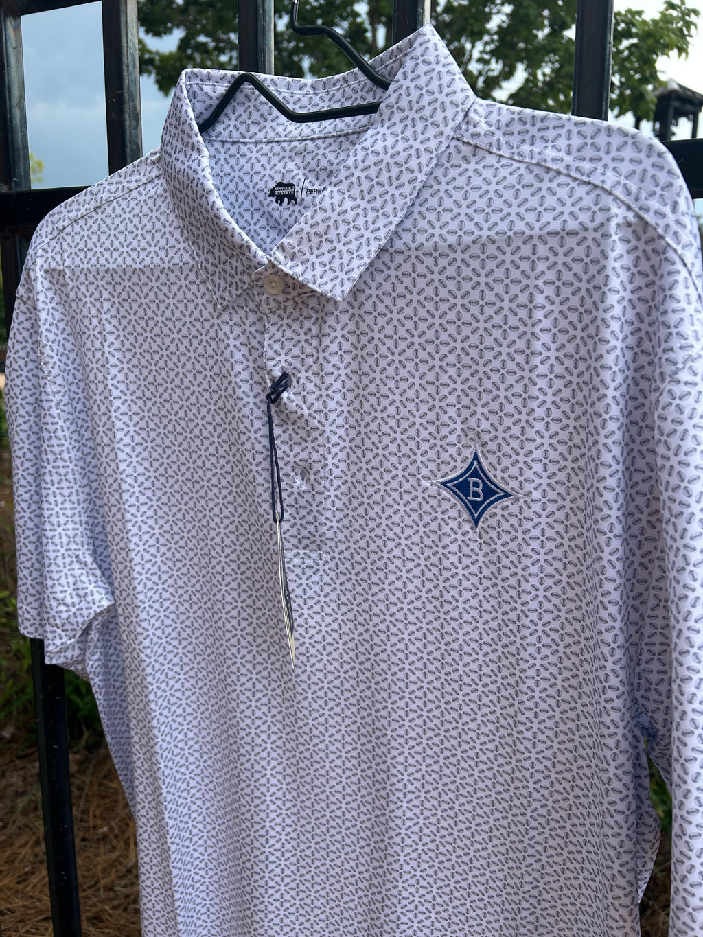 Brentwood Emb. Gameday Printed Performance Polo White