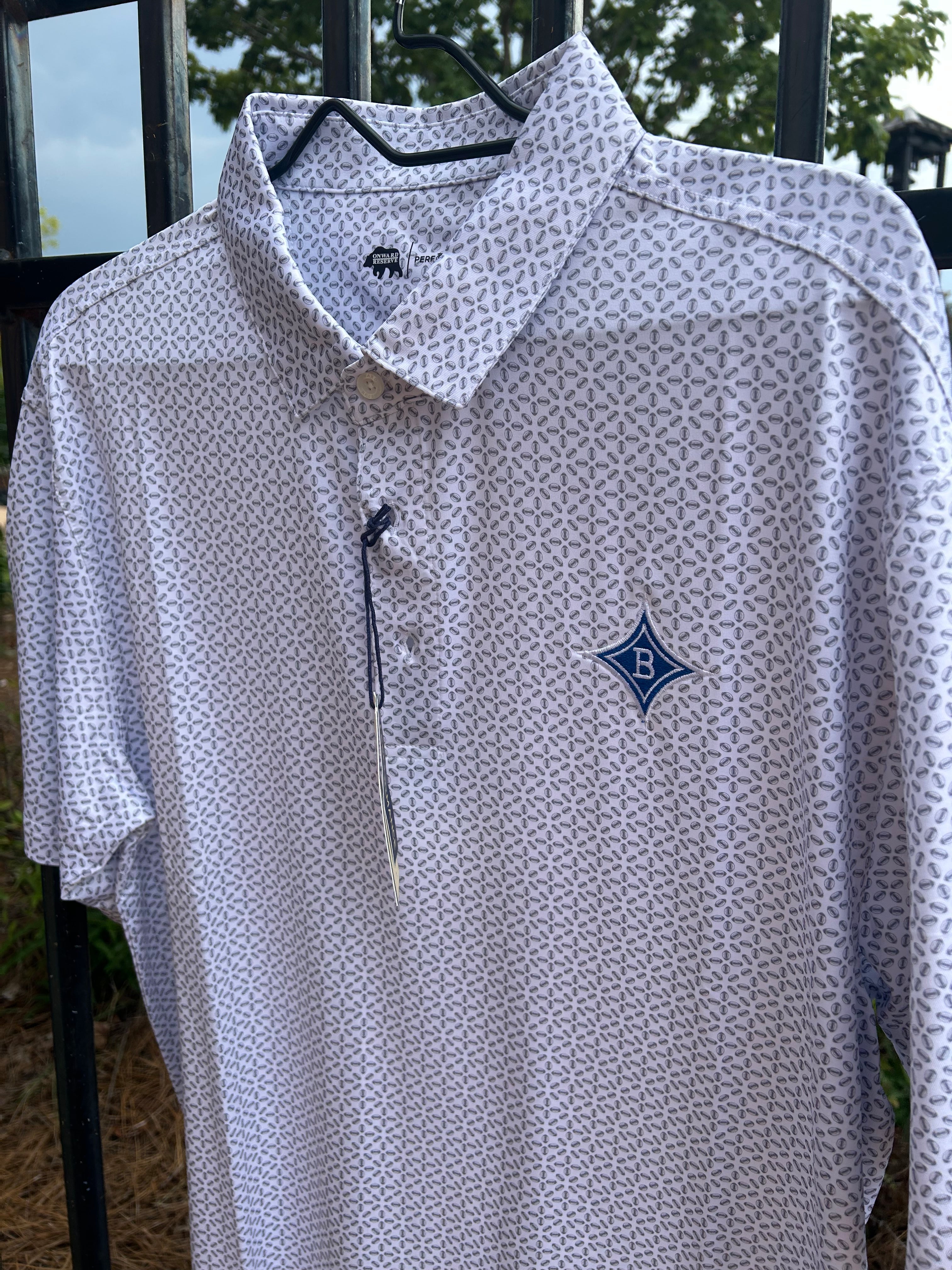 Brentwood Emb. Gameday Printed Performance Polo White