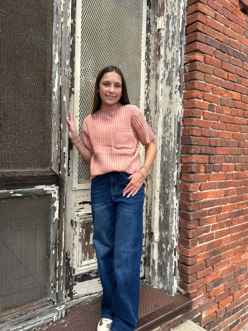 Mock Neck Short Sleeve Pullover
