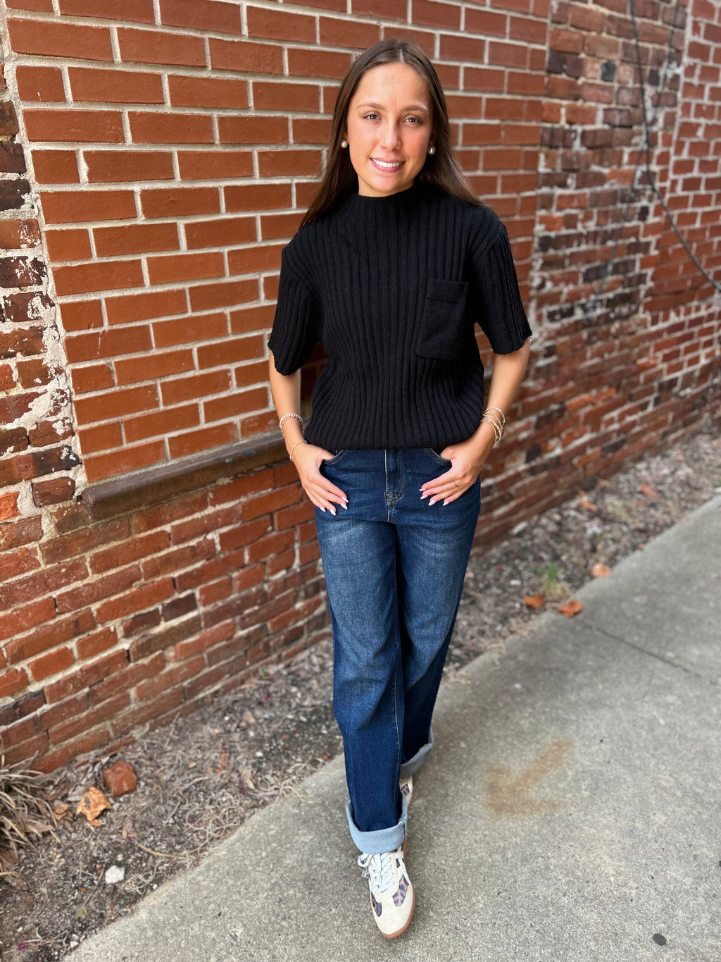 Mock Neck Short Sleeve Pullover