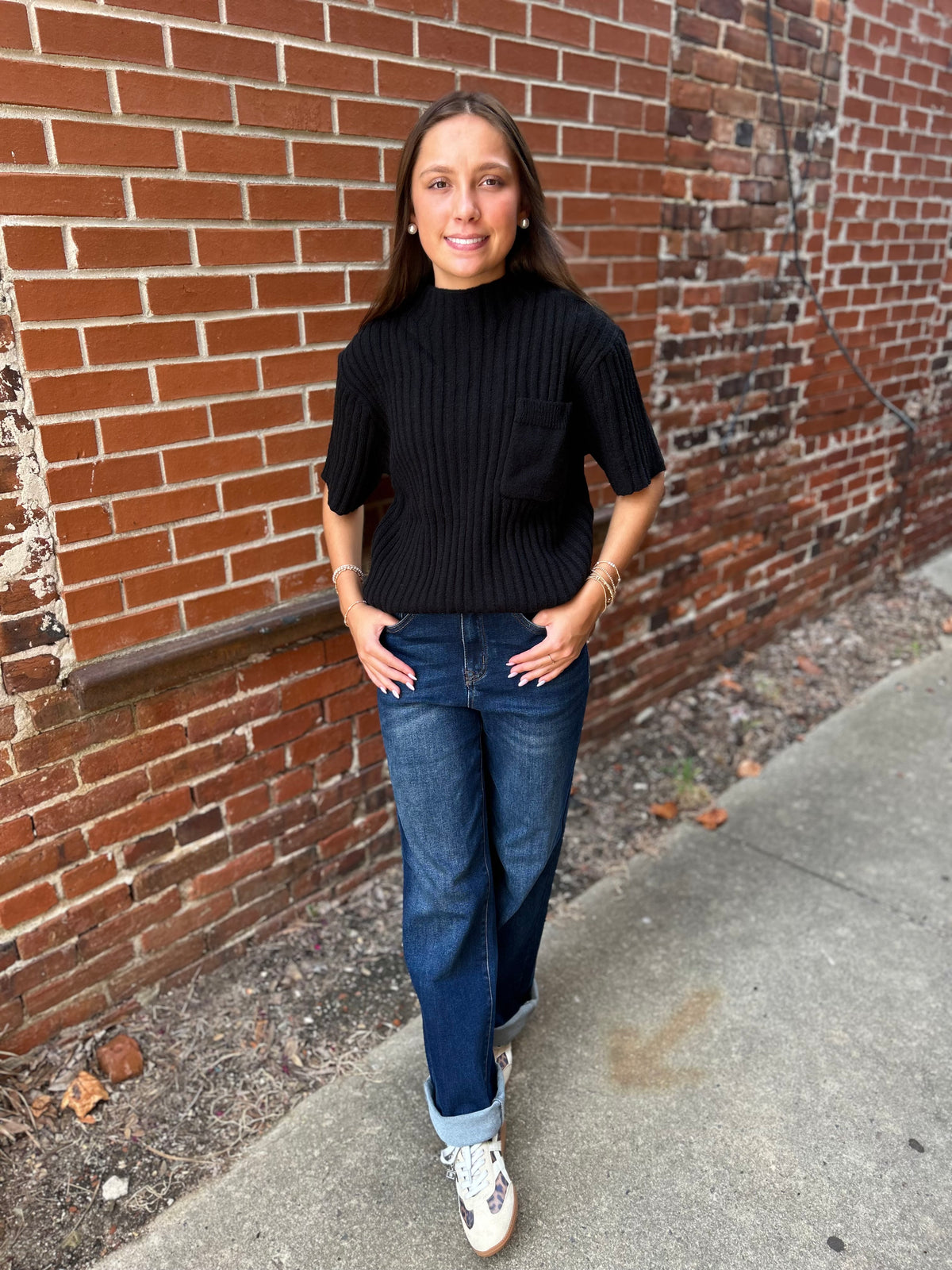 Mock Neck Short Sleeve Pullover
