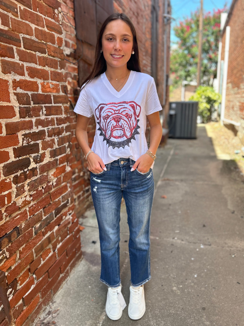 Ga Sparkle V-Tee - White
