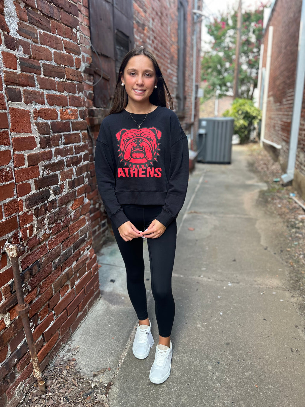 Ga City Crop Sweatshirt - Black