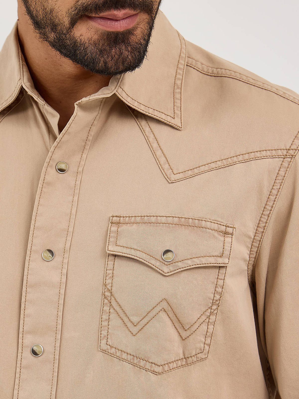 Wrangler Mens Retro LS Western Snap Solid Dobby Shirt