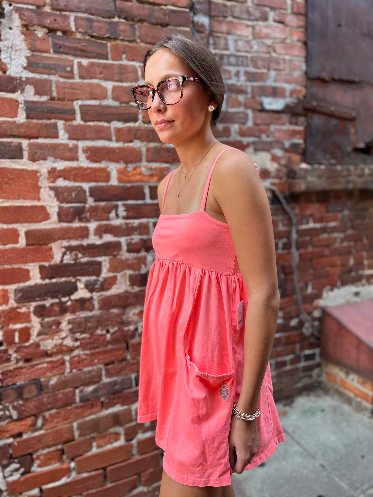 Hot Shot Strappy Romper-Just Peachy