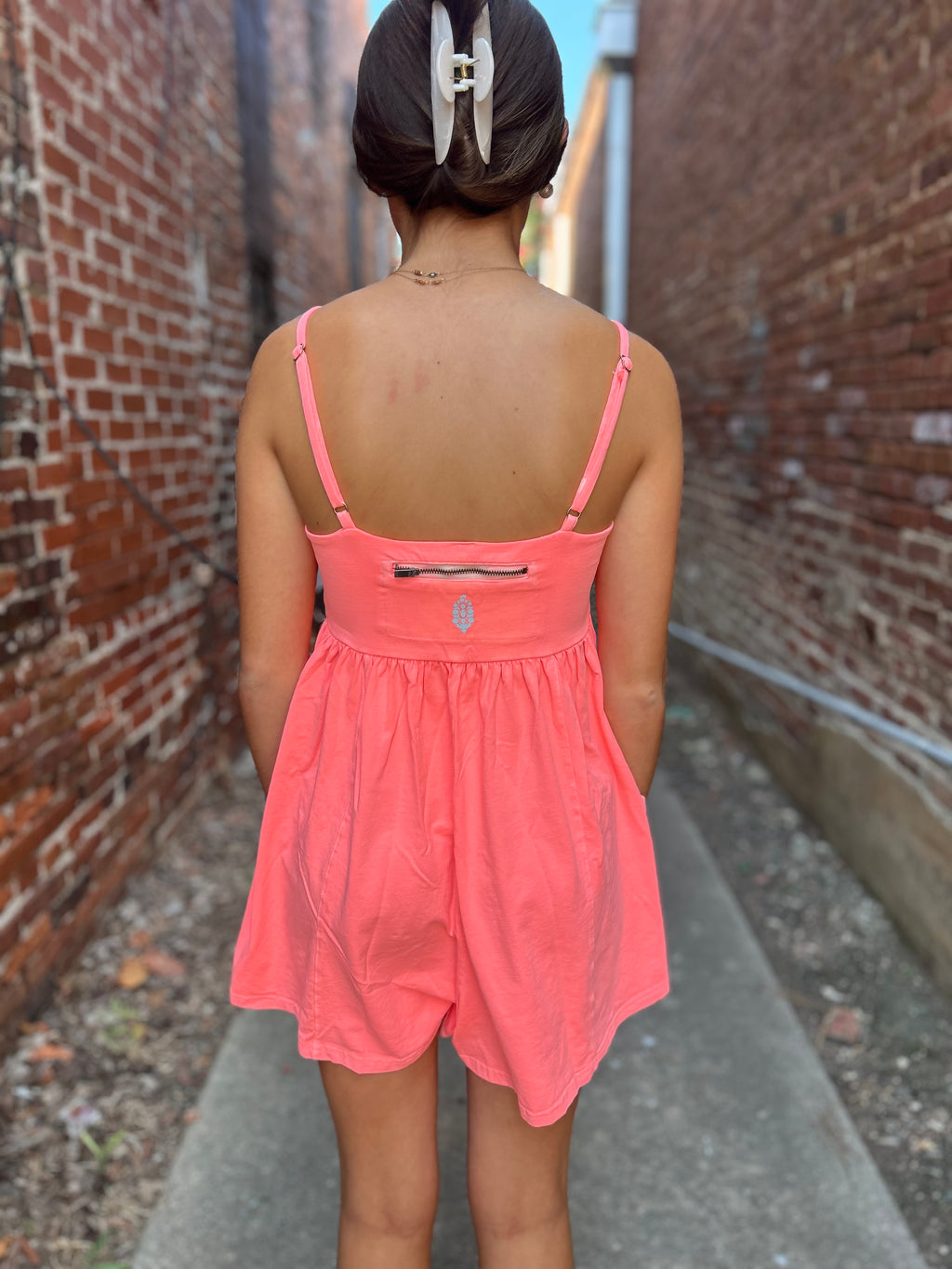 Hot Shot Strappy Romper-Just Peachy