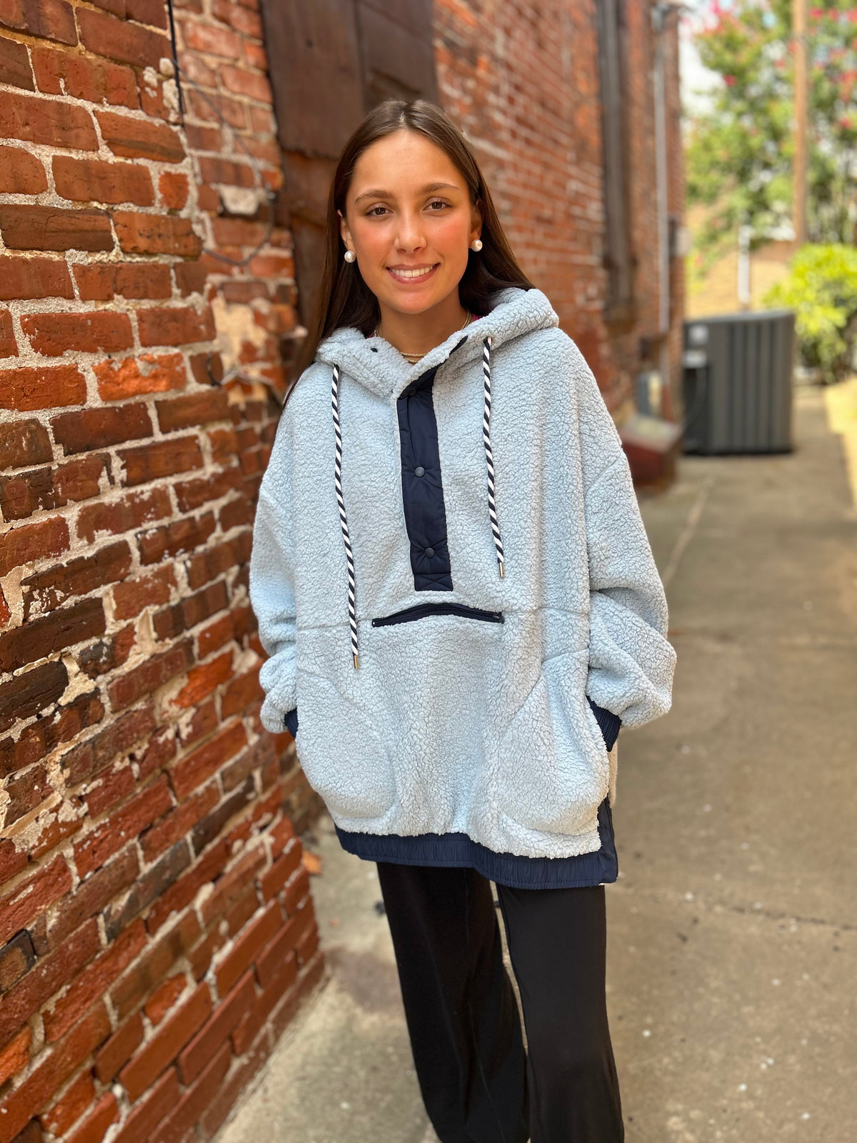 Two-Toned Sherpa Fleece Pullover