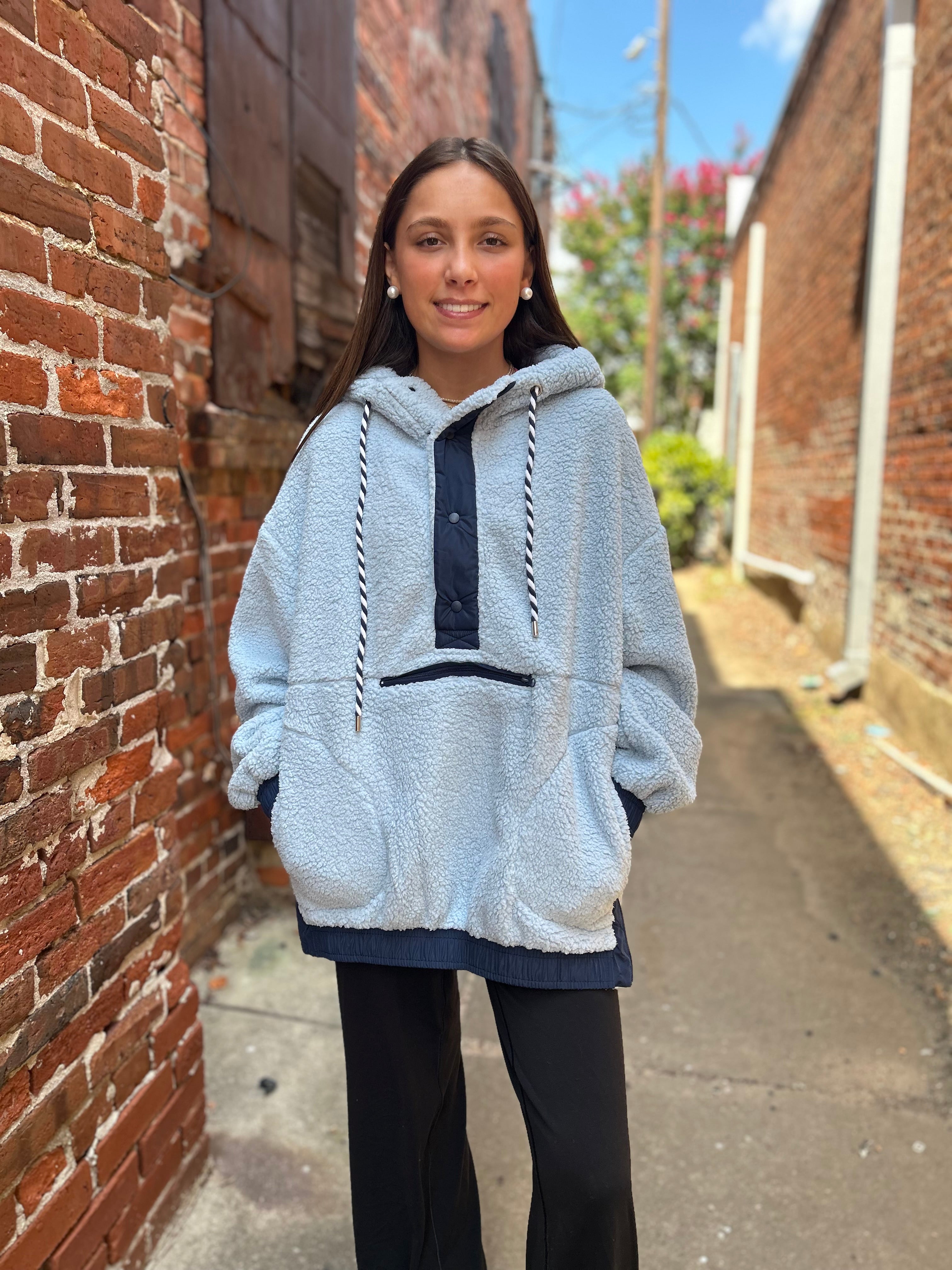 Two-Toned Sherpa Fleece Pullover