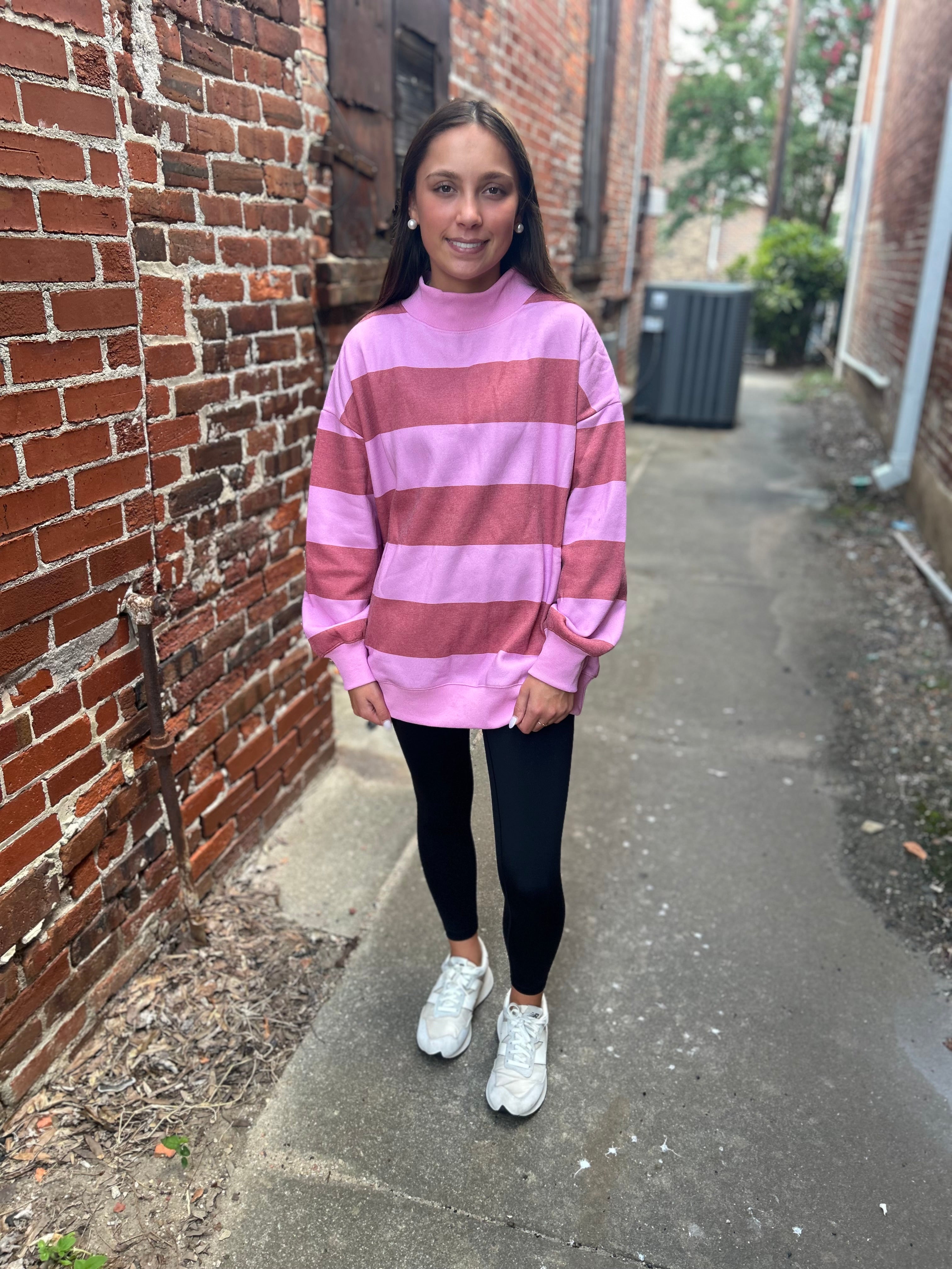 Striped Mockneck Sweatshirt