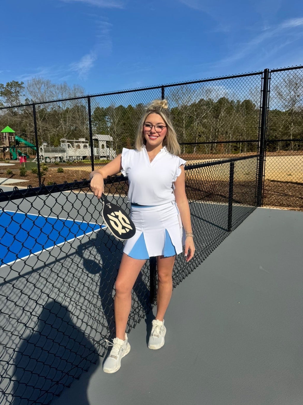 W Dayna Active Ruffle Polo Tank Classic White