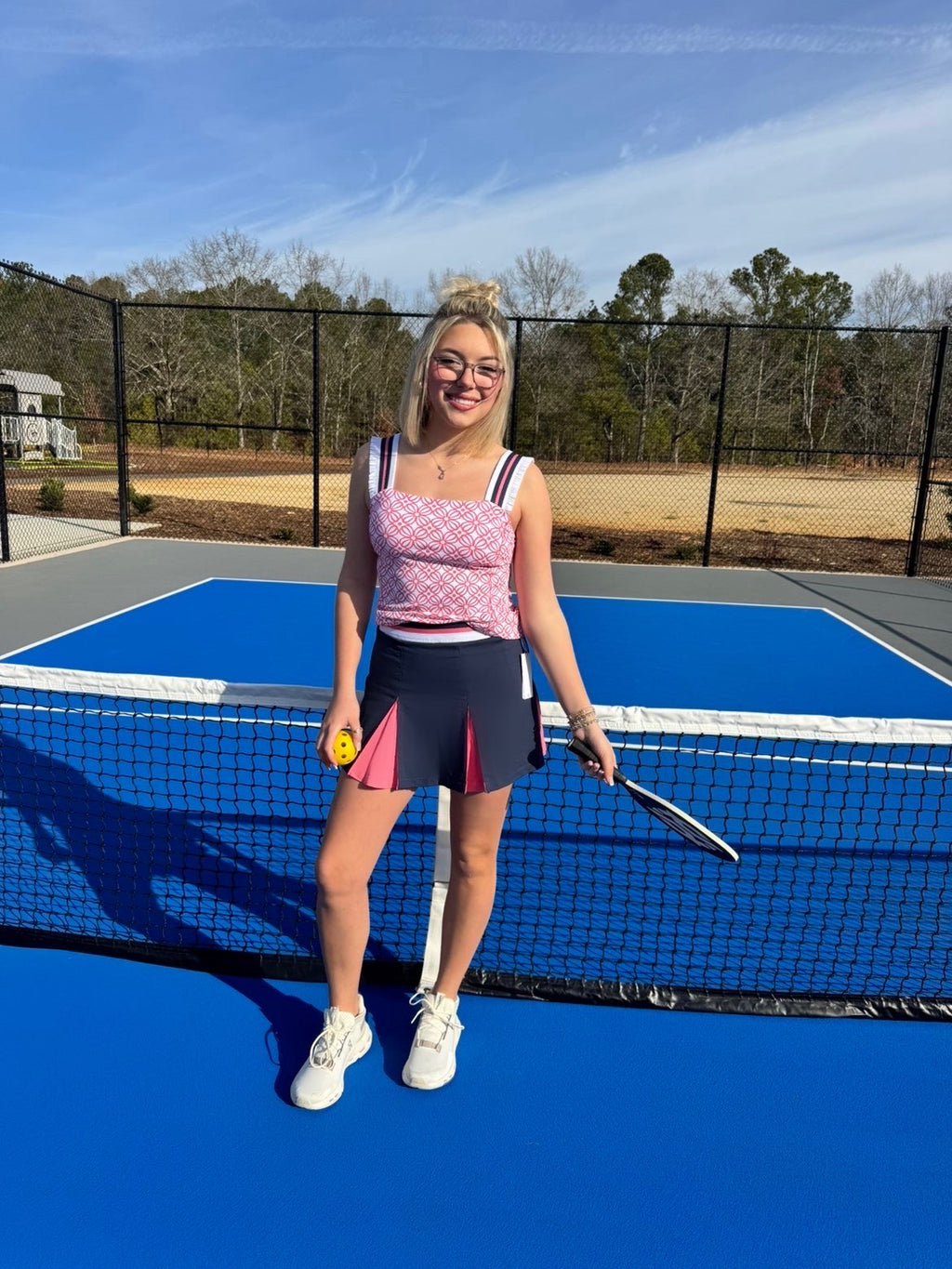 W Rylee Printed Active Top Island Pink
