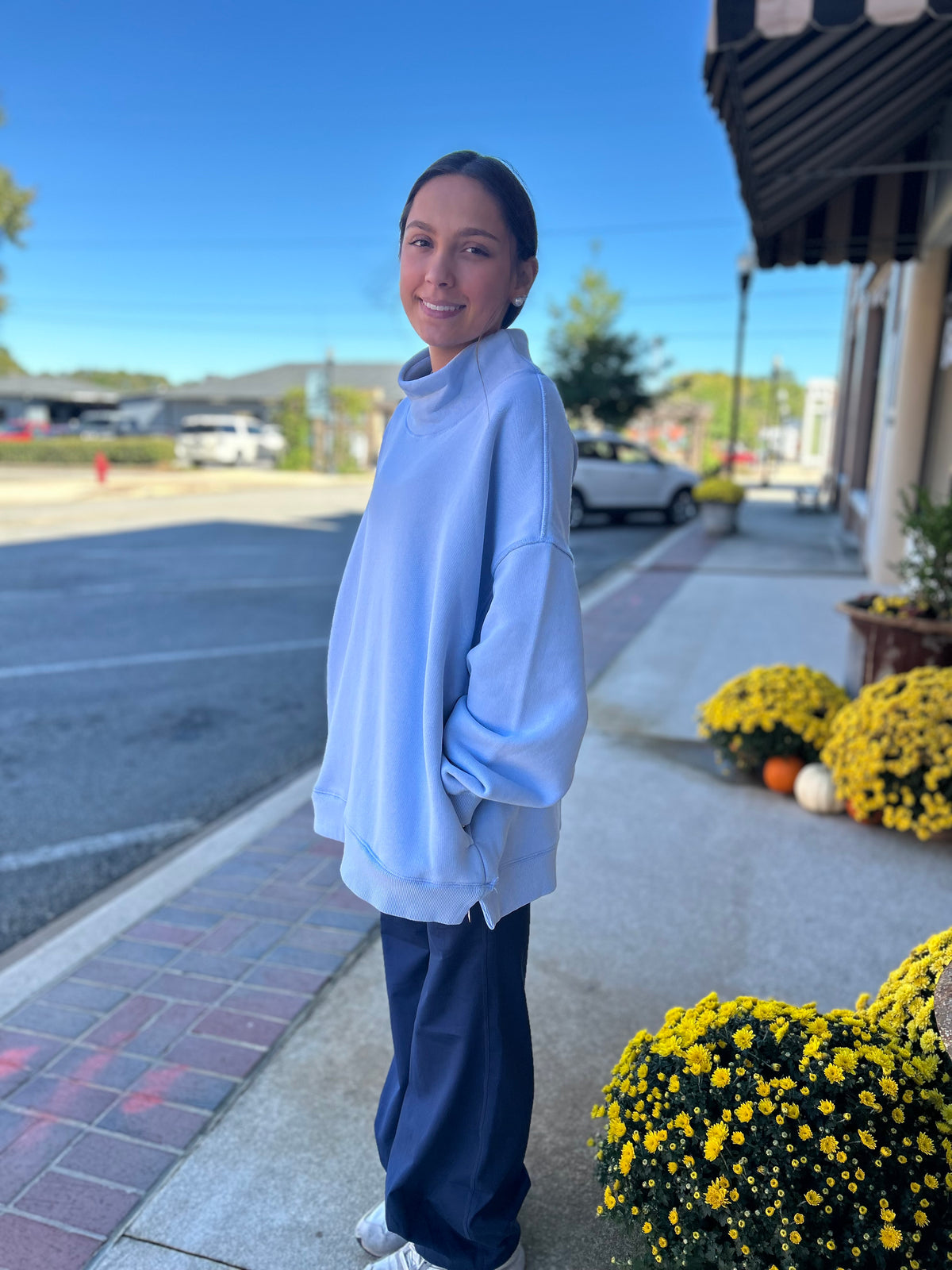 A Cut Above Mock Neck Pullover Sweatshirt
