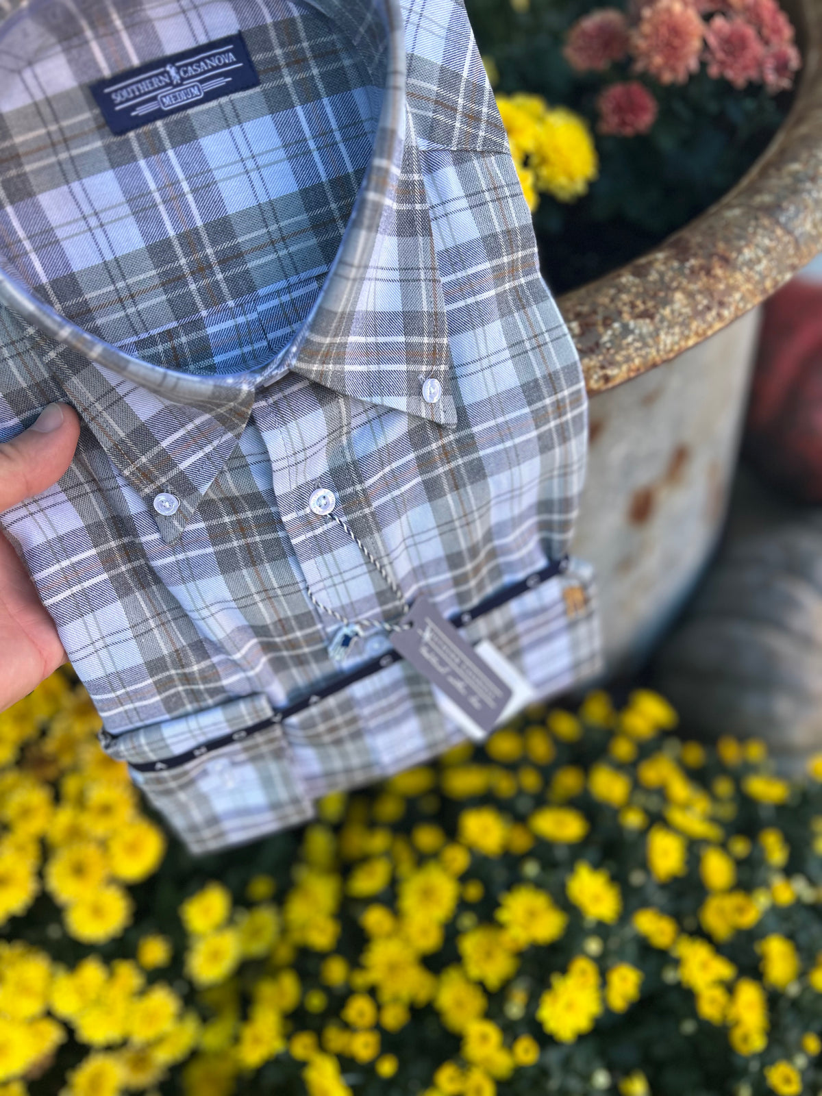 SC Button Down-Floodplain plaid