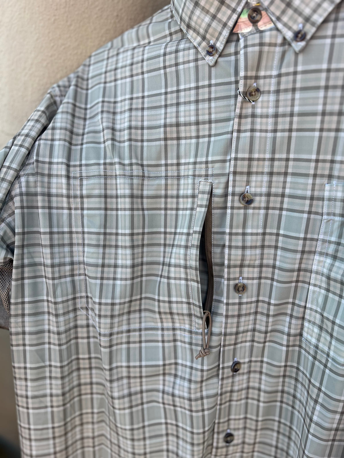 vented sportsman shirt woodland mist plaid