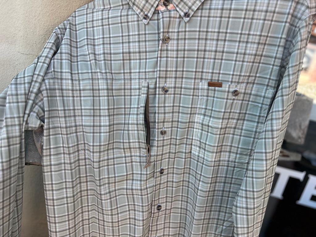 vented sportsman shirt woodland mist plaid