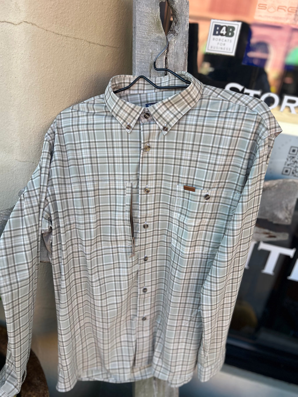 vented sportsman shirt woodland mist plaid