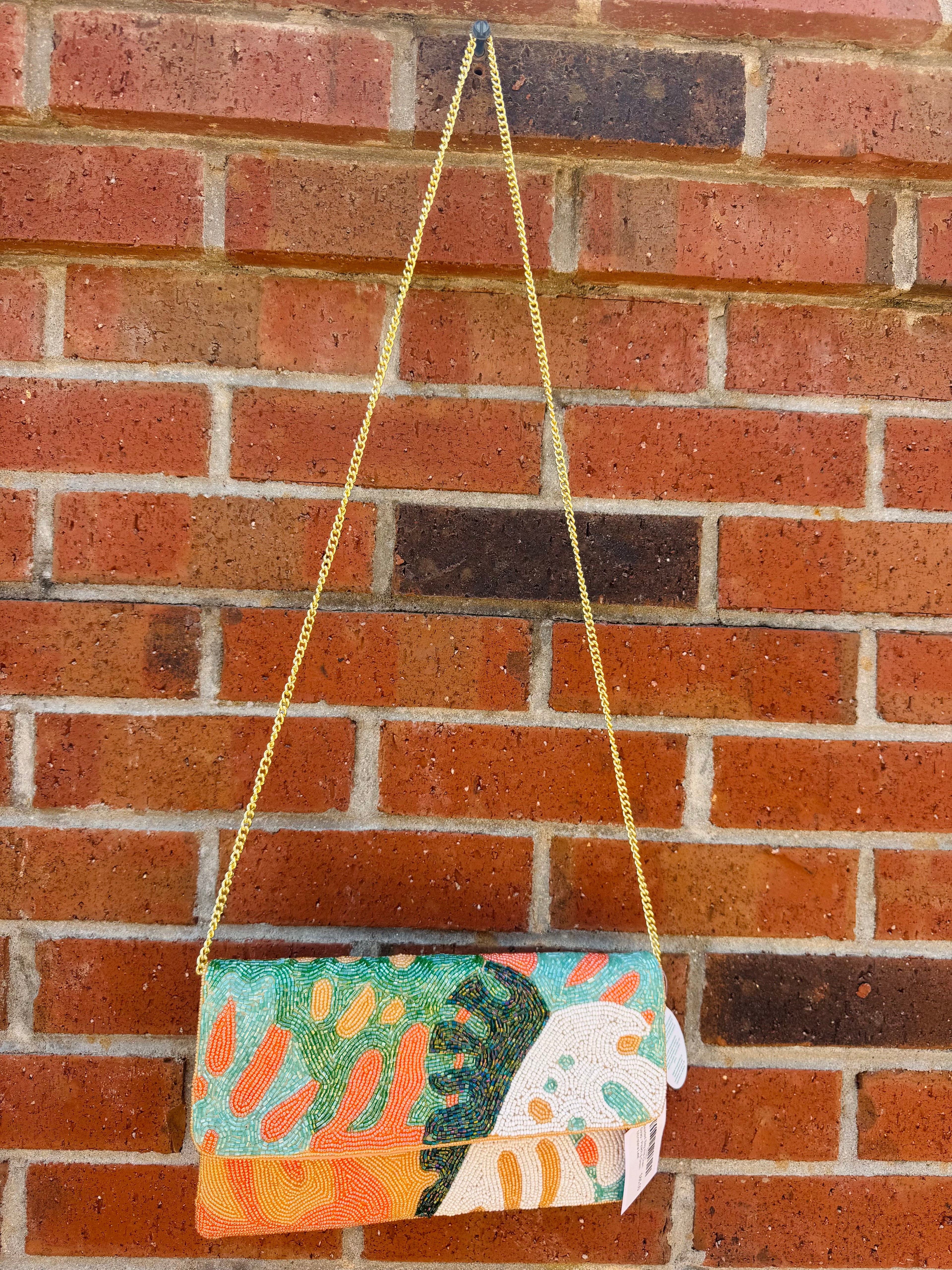 Beaded Bag With Chain Strap