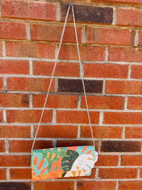 Beaded Bag With Chain Strap