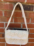 Cream Floral Tonal Beaded Shoulder Bag