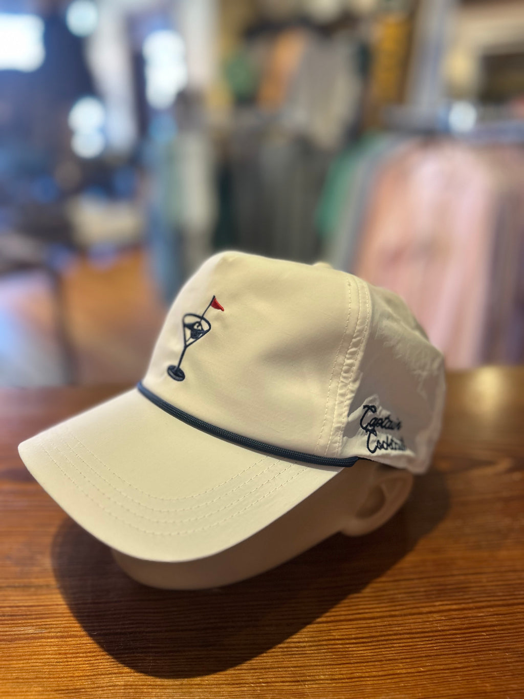 In the drink hat white