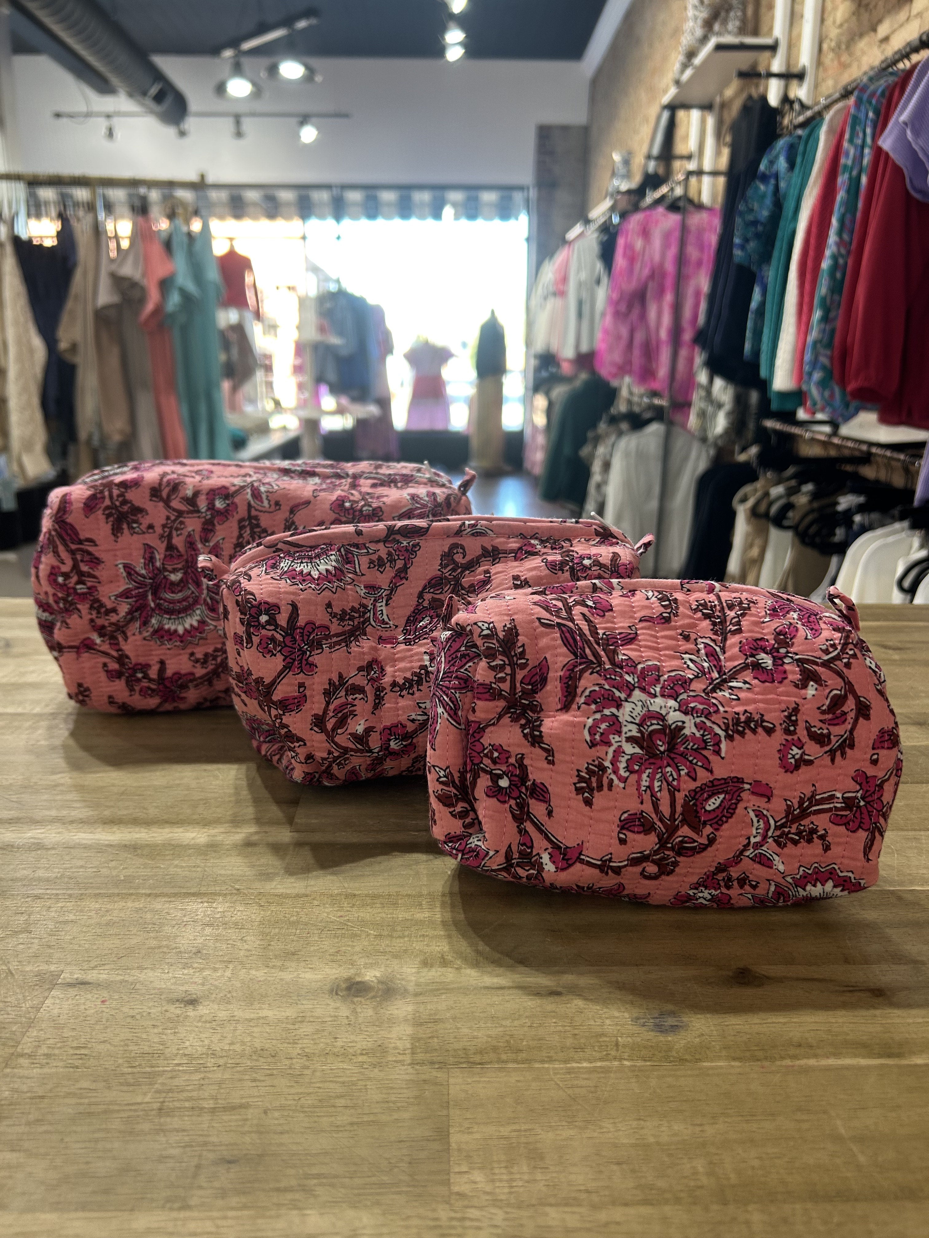 Quilted Cosmetic Bag  Set of 3
