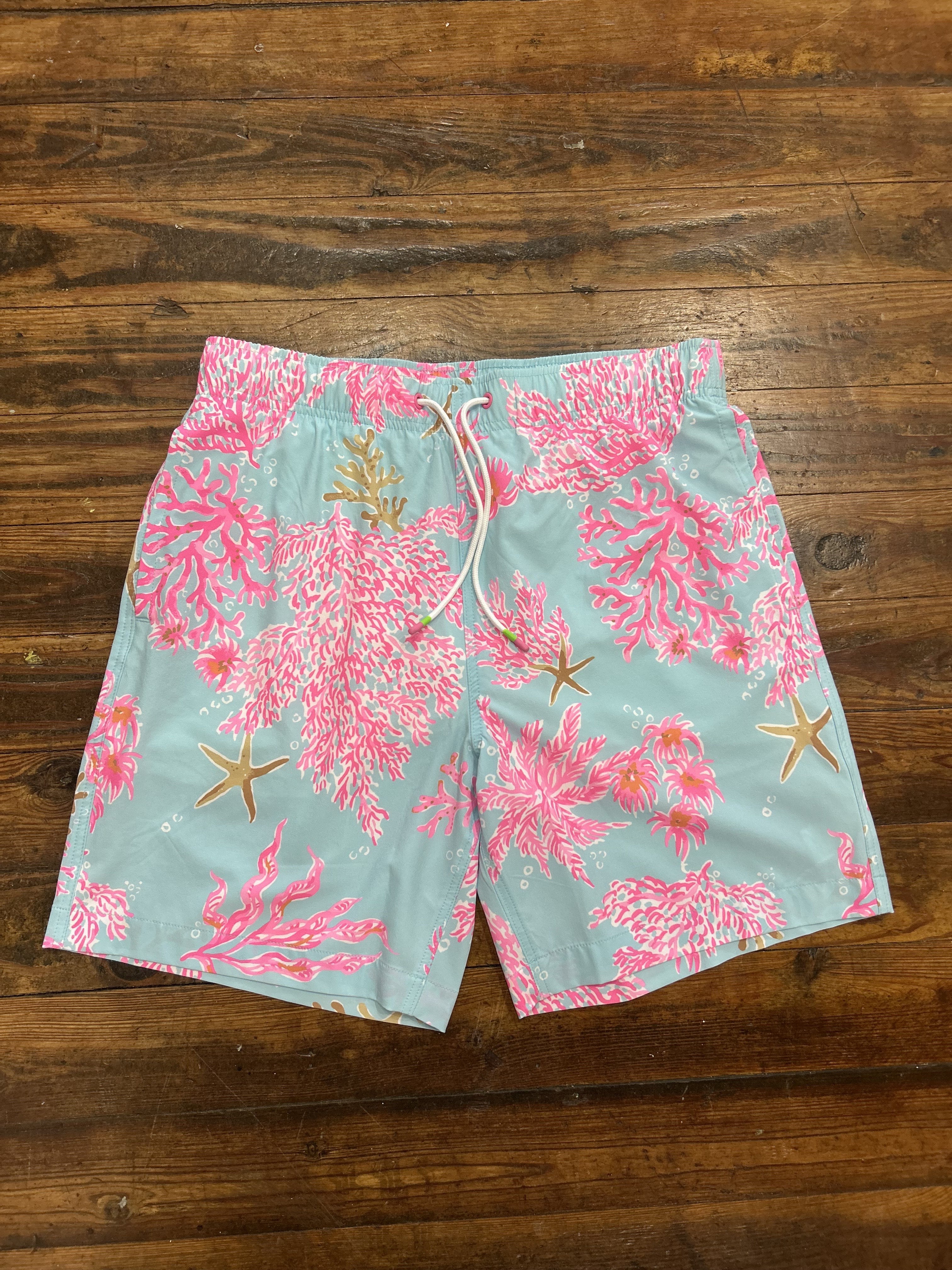 Mens Stuff Del Lango Swim Trunks Royal Coral