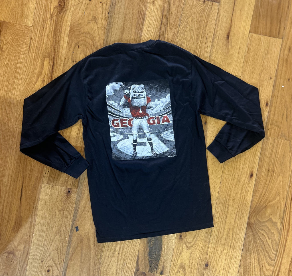 UGA Drawn Field Mascot Black LS