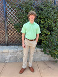 M SS Coastal Breeze Heather Perf Polo Green Ash