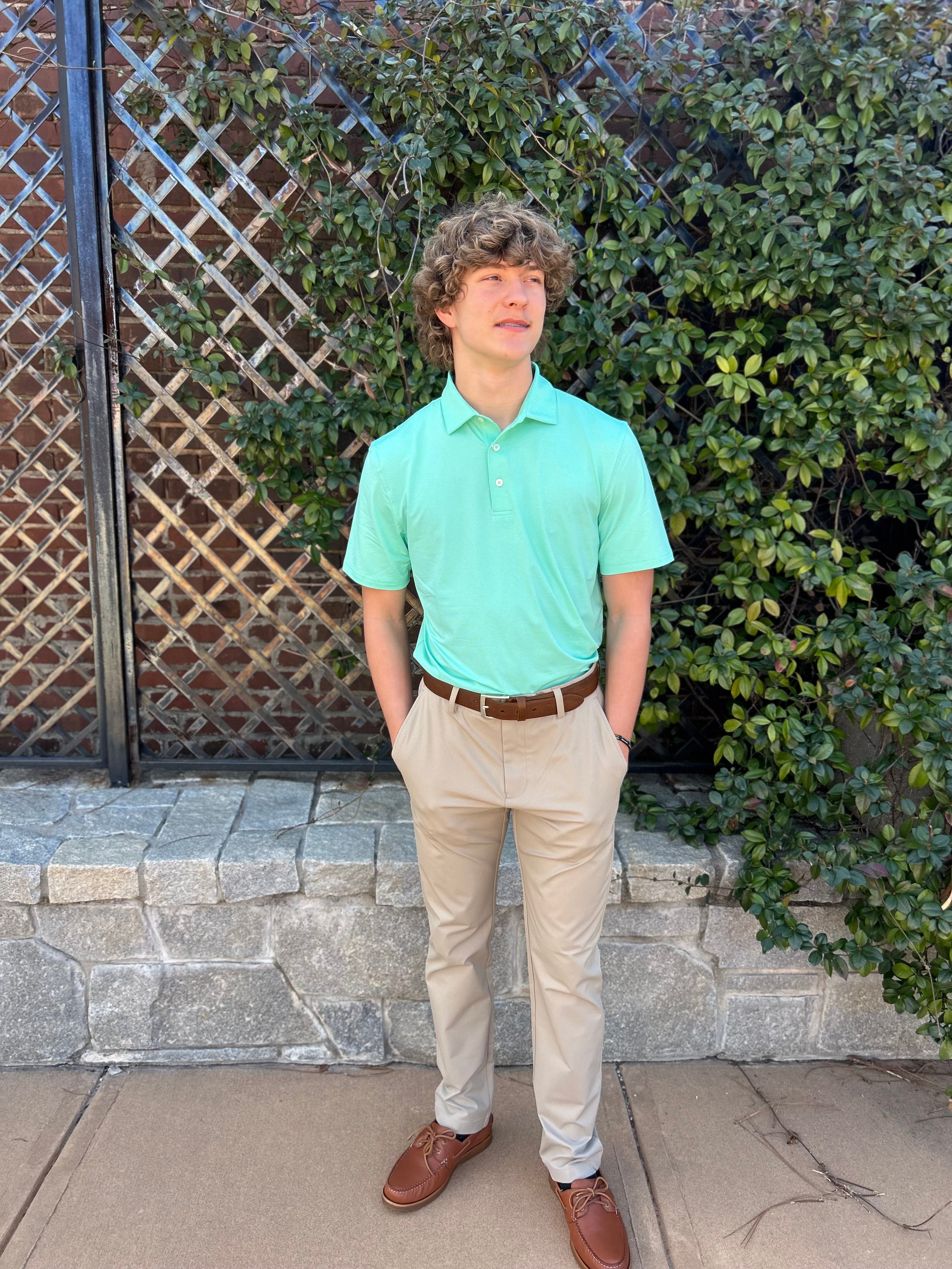 M SS Coastal Breeze Heather Perf Polo Gulf Shore