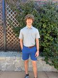 M SS Coastal Breeze Heather Perf Polo Steel Grey