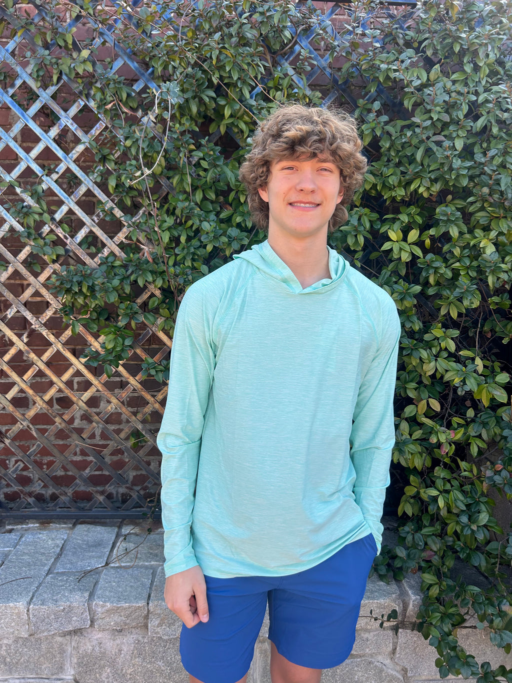 M LS Coastal Breeze Perf Hoodie Gulf Shore