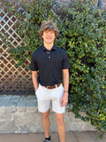 M SS Coastal Breeze Heather Perf Polo Caviar Black