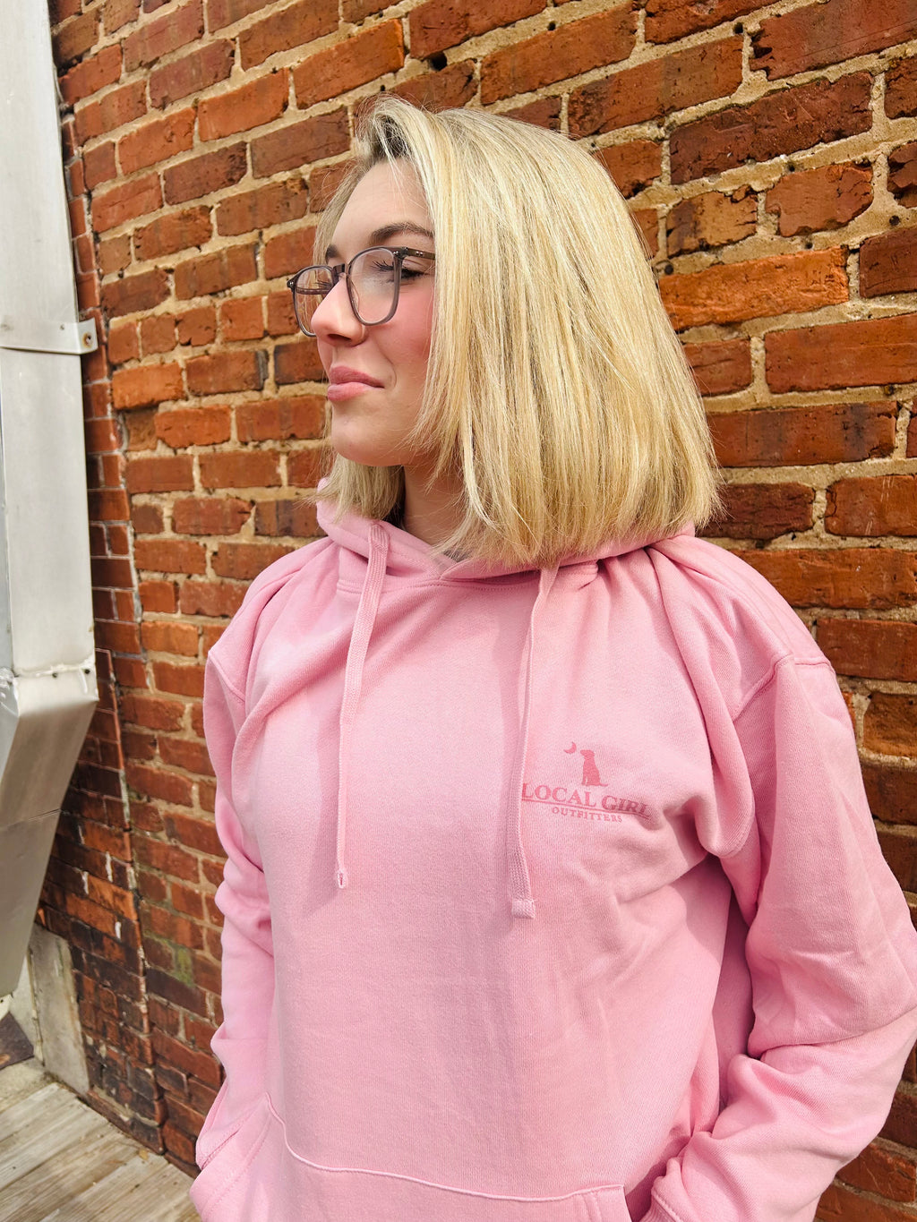 LG Hoodie Checkered Charm Baby Pink