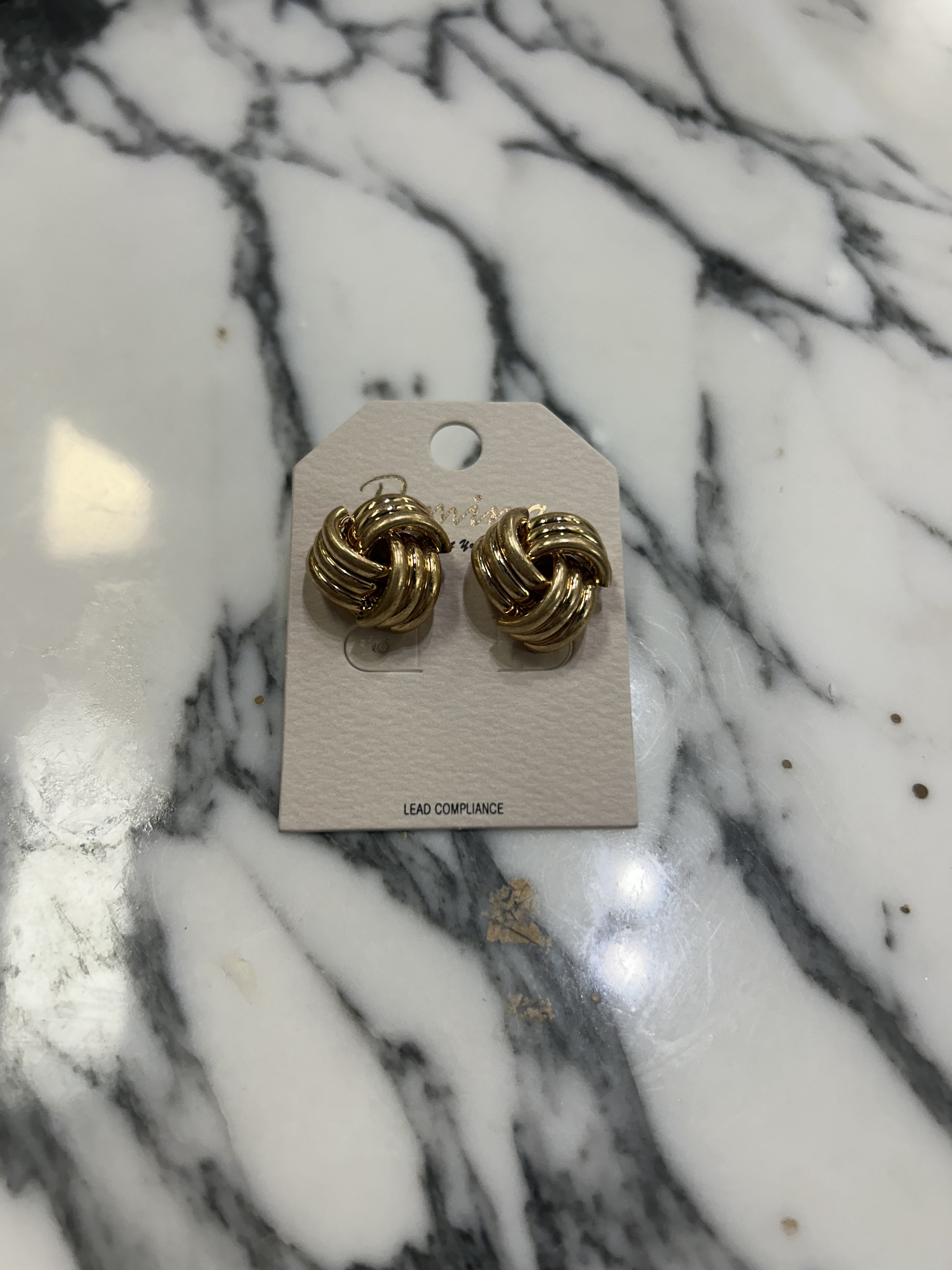Large Knotted Metal Stud Earring Gold