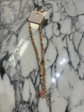 Stone Disk Beaded Necklace With Cross