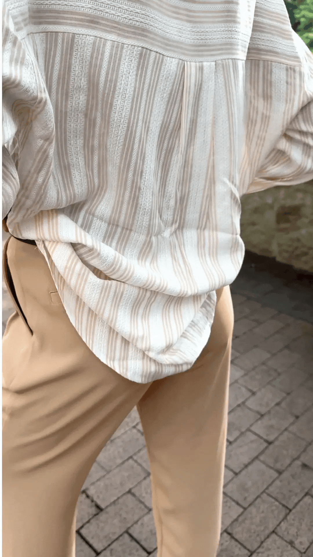 Kathryn Classic Button-up Beige Stripes