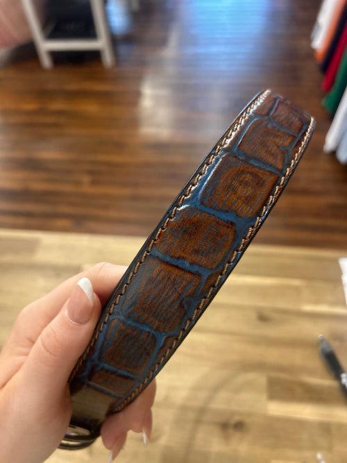 Belt Blue Wash Alligator