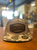 7 panel OS Harvest/ Camo hat woven patch shot shell